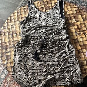 Lucky Brand Black and White Geometric Midi Dress